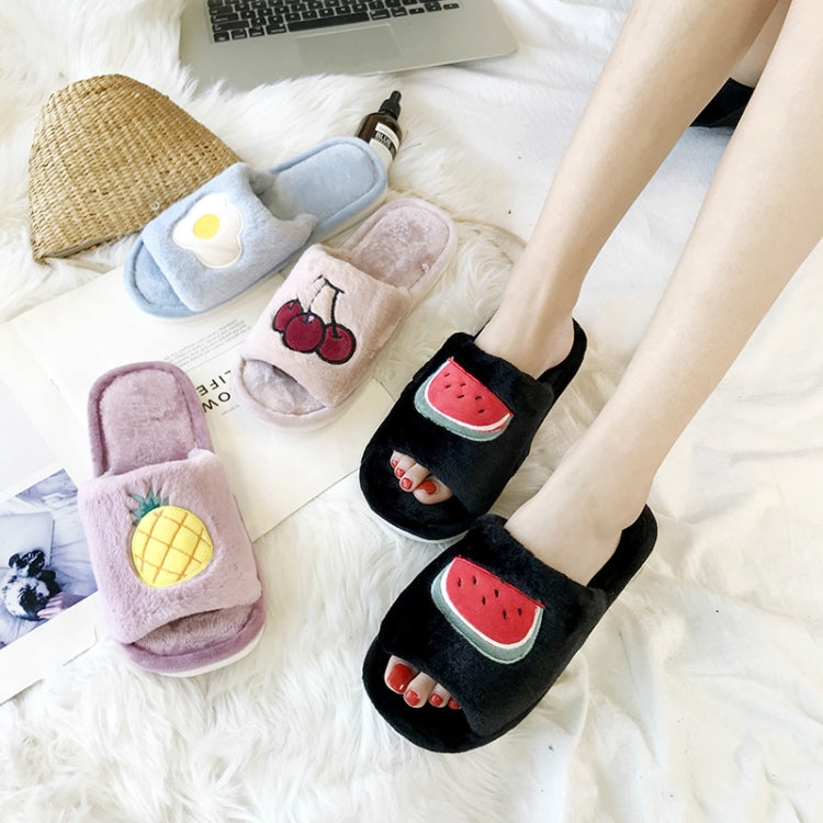 Home Indoor Flat Bottom Cute Fruit Plush Slippers, Shoe size:36-37