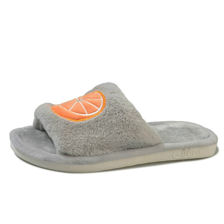 Home Indoor Flat Bottom Cute Fruit Plush Slippers, Shoe size:40-41