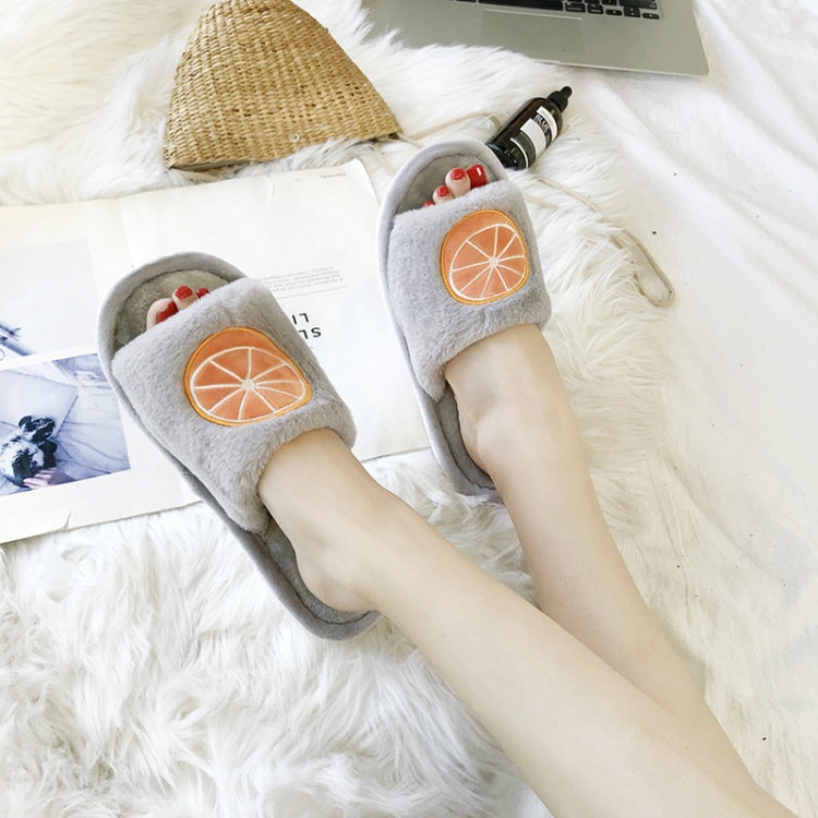 Home Indoor Flat Bottom Cute Fruit Plush Slippers, Shoe size:40-41