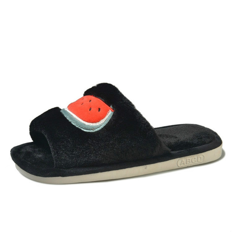 Home Indoor Flat Bottom Cute Fruit Plush Slippers, Shoe size:40-41