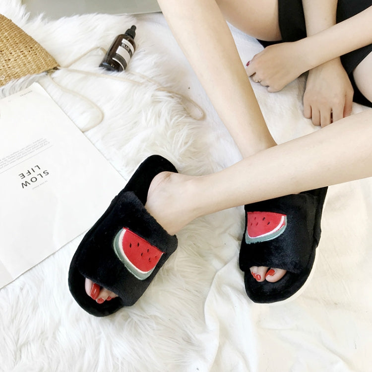 Home Indoor Flat Bottom Cute Fruit Plush Slippers, Shoe size:40-41