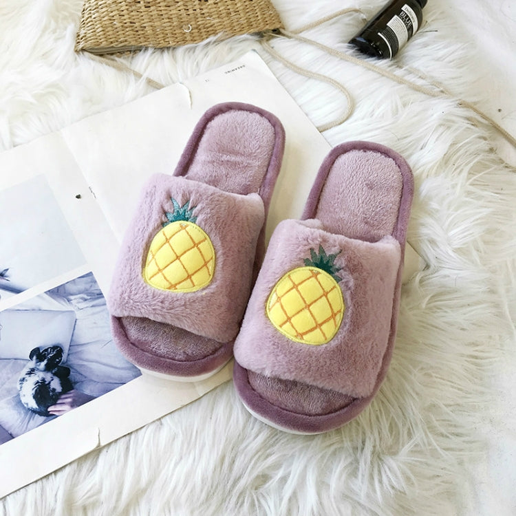 Home Indoor Flat Bottom Cute Fruit Plush Slippers, Shoe size:40-41