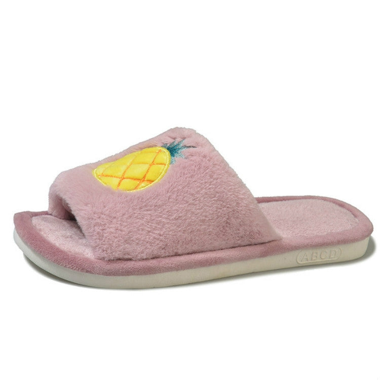 Home Indoor Flat Bottom Cute Fruit Plush Slippers, Shoe size:40-41