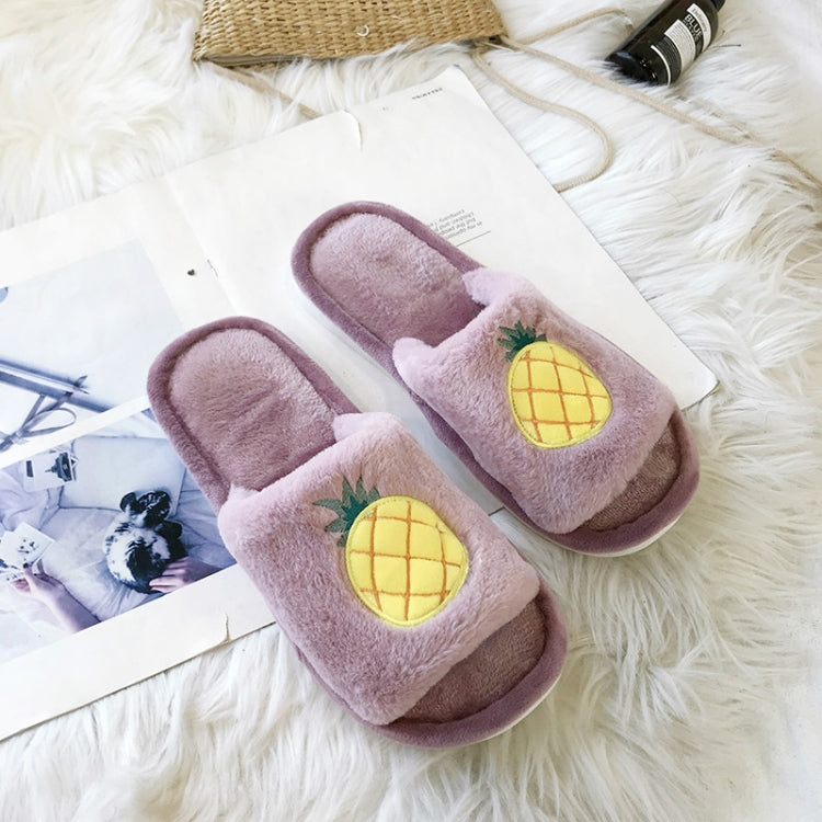 Home Indoor Flat Bottom Cute Fruit Plush Slippers, Shoe size:40-41