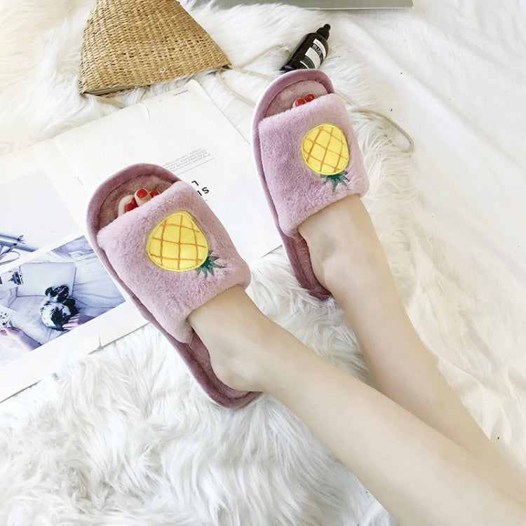 Home Indoor Flat Bottom Cute Fruit Plush Slippers, Shoe size:40-41