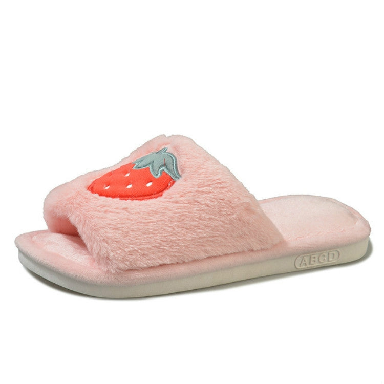 Home Indoor Flat Bottom Cute Fruit Plush Slippers, Shoe size:40-41