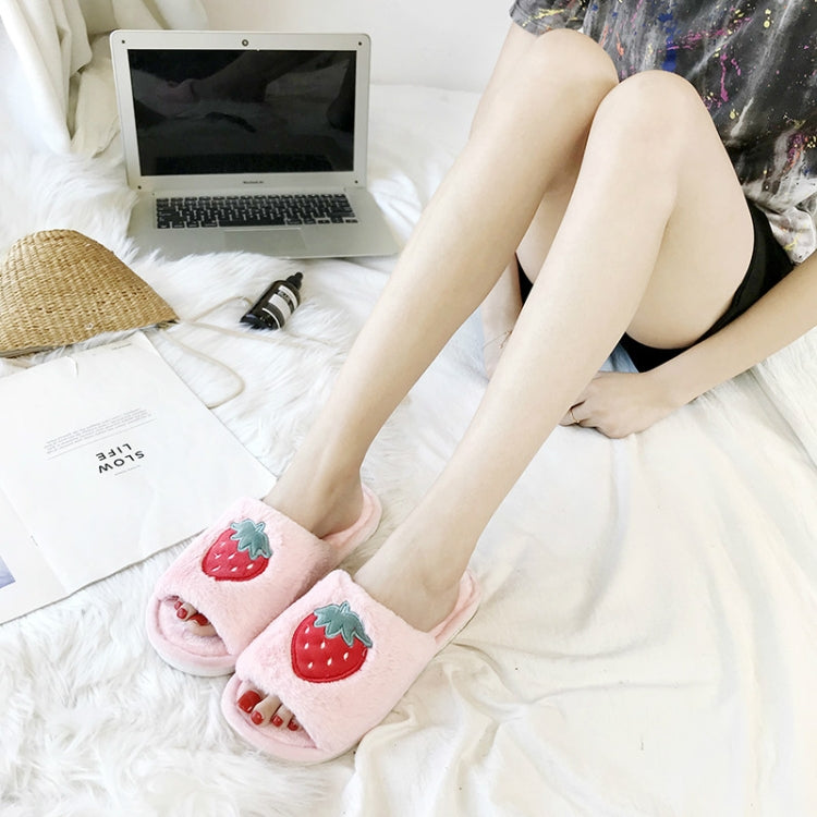 Home Indoor Flat Bottom Cute Fruit Plush Slippers, Shoe size:40-41