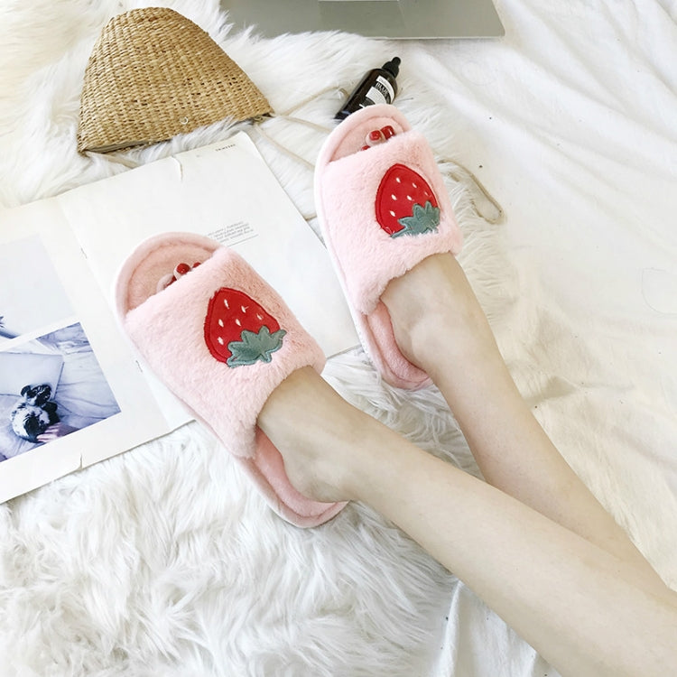 Home Indoor Flat Bottom Cute Fruit Plush Slippers, Shoe size:40-41