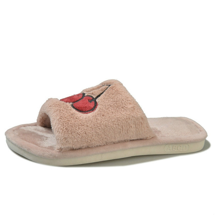 Home Indoor Flat Bottom Cute Fruit Plush Slippers, Shoe size:40-41