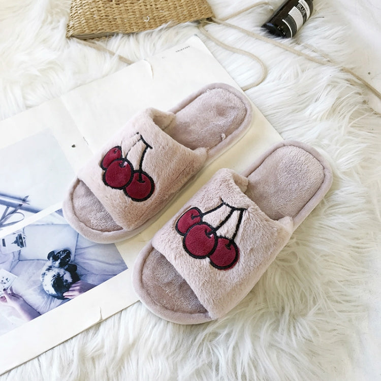 Home Indoor Flat Bottom Cute Fruit Plush Slippers, Shoe size:40-41