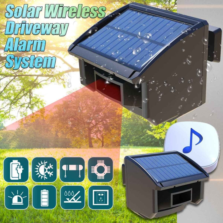 IP65 Waterproof Dustproof Outdoor Motion Sensor Solar Alarm Detection(Black)