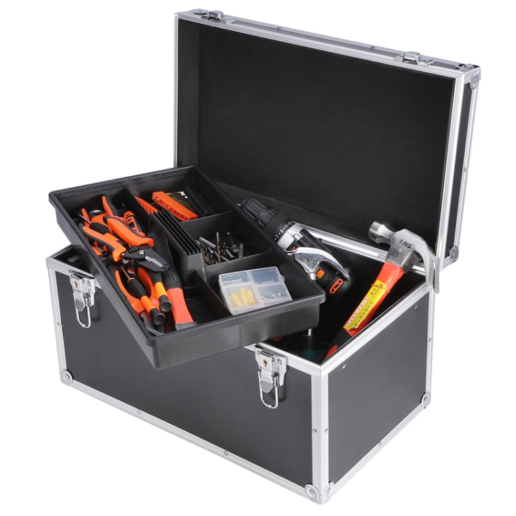 Multifunctional Aluminum Alloy Multilayer Car Repair Tool Storage Box, Size:38x 20x22 cm(Black)