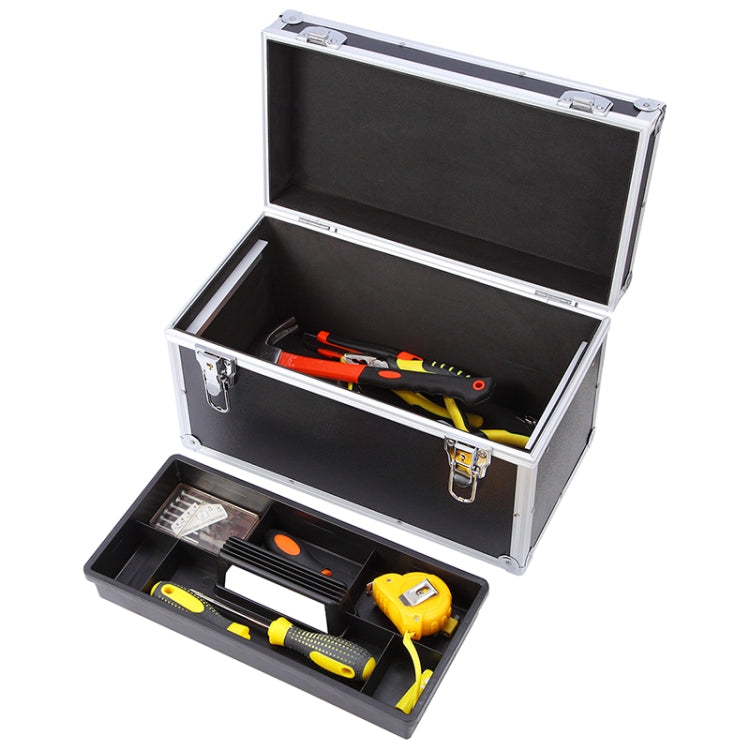 Multifunctional Aluminum Alloy Multilayer Car Repair Tool Storage Box, Size:38x 20x22 cm(Black)