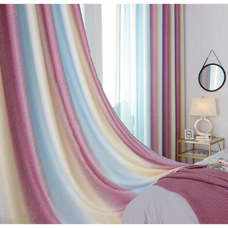 Modern Colorful Striped Curtains for Living Room Bedroom Blackout Printed Curtain and Tulle Drape Curtains Size: 3*2.7m Hook Top(Purple)
