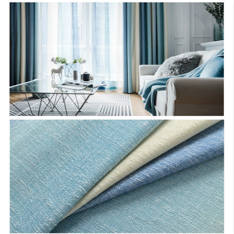 Modern Colorful Striped Curtains for Living Room Bedroom Blackout Printed Curtain and Tulle Drape Curtains Size: 4*2.7m Hook Top(Blue)