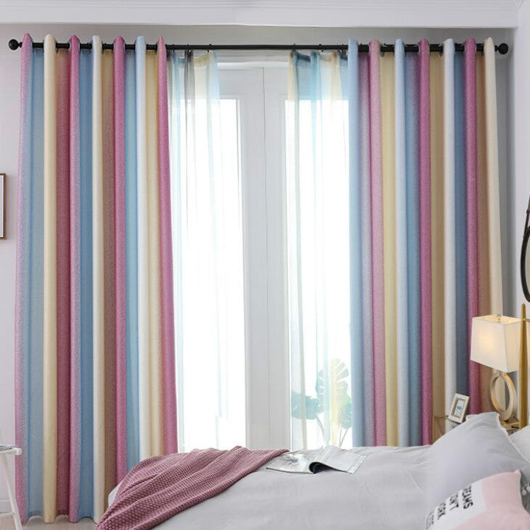 Modern Colorful Striped Curtains for Living Room Bedroom Blackout Printed Curtain and Tulle Drape Curtains Size: 2*2.7m Grommet Top(Purple)