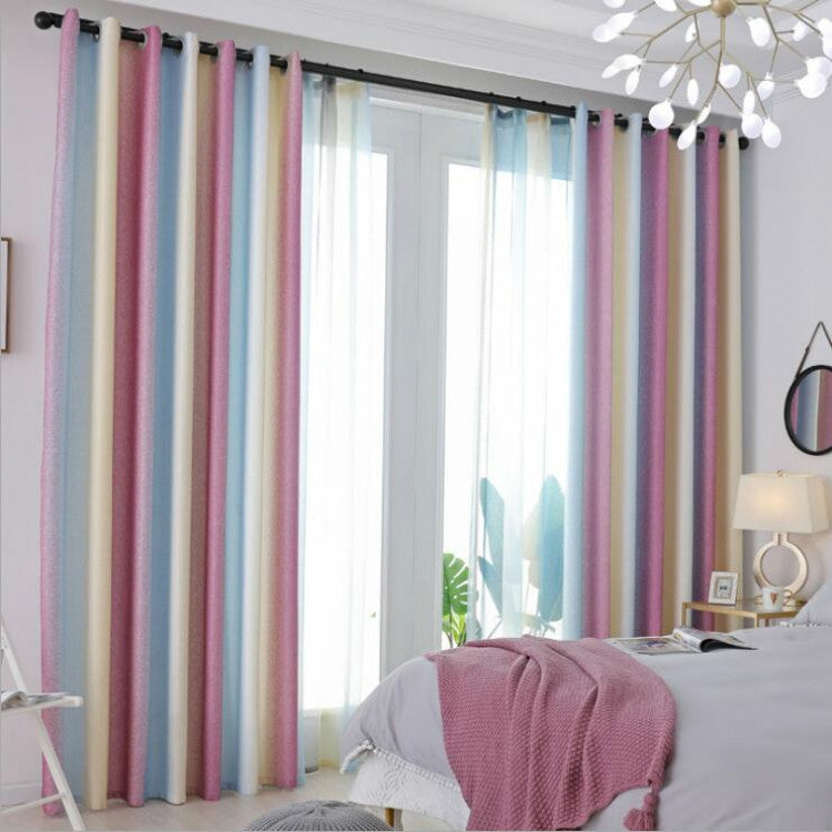 Modern Colorful Striped Curtains for Living Room Bedroom Blackout Printed Curtain and Tulle Drape Curtains Size: 2.5*2.7m Grommet Top