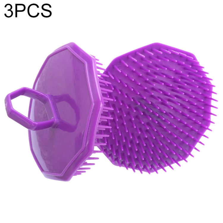 3 PCS Handheld Silicone Scalp Massage Brush Head Meridian Massage Comb(Purple)