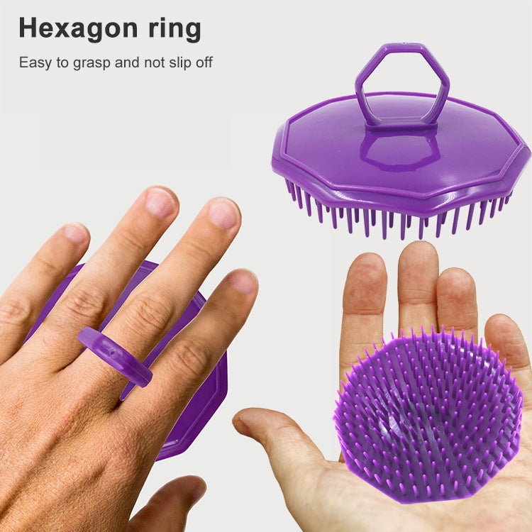 3 PCS Handheld Silicone Scalp Massage Brush Head Meridian Massage Comb(Purple)