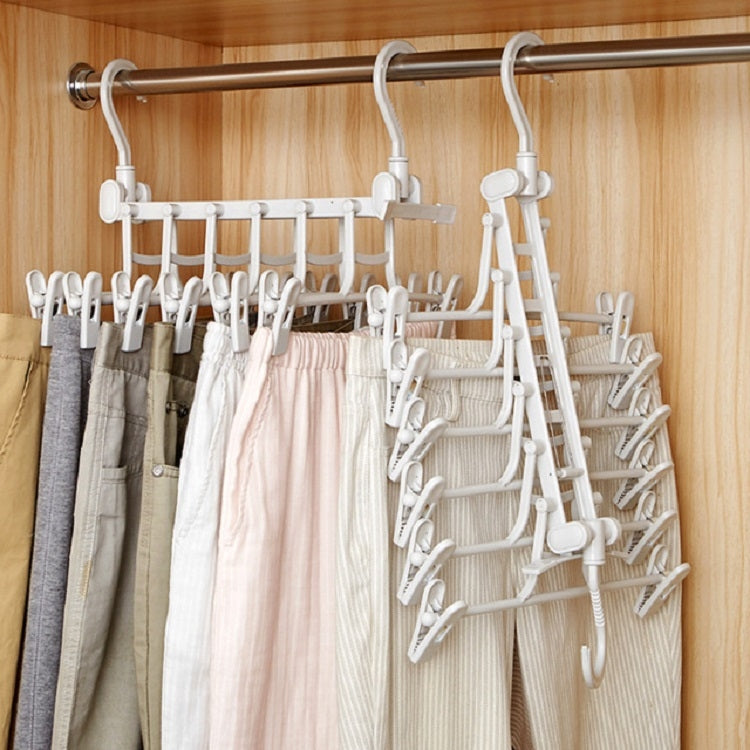 Creative Multi-layer Folding Hangers Multipurpose Clothes Hat Pants Save Space Storage Rack Wardrobe Storage Organization(Light Grey)