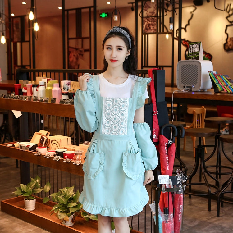 2 PCS Princess Apron Kitchen Women Work Clothes Coffee Shop Apron, Specification:Apron + Sleeve