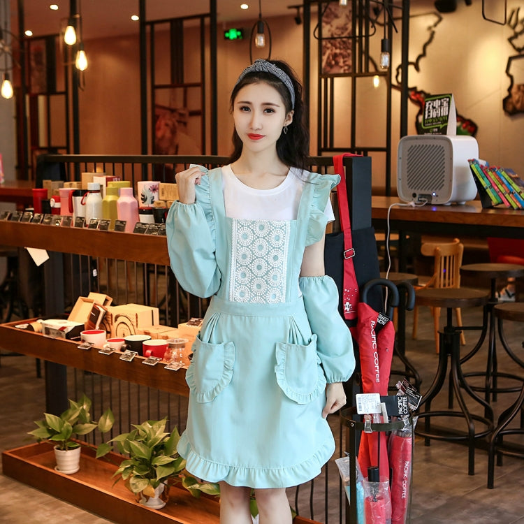 2 PCS Princess Apron Kitchen Women Work Clothes Coffee Shop Apron, Specification:Apron + Sleeve