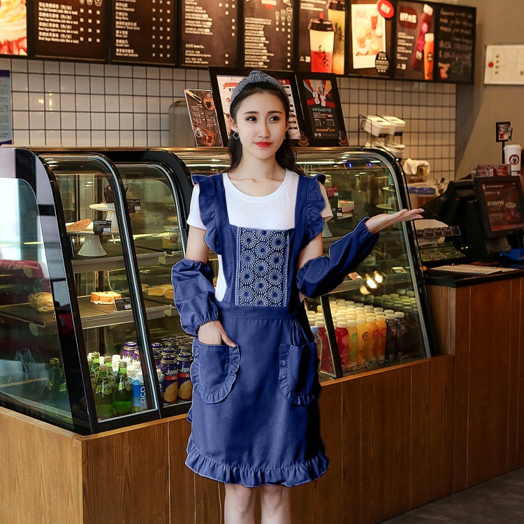 2 PCS Princess Apron Kitchen Women Work Clothes Coffee Shop Apron, Specification:Apron + Sleeve