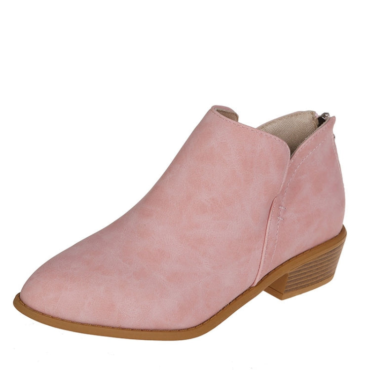 Autumn And Winter Pointed Low-Heeled Boots Women Low Tube Boots, Shoe Size:36
