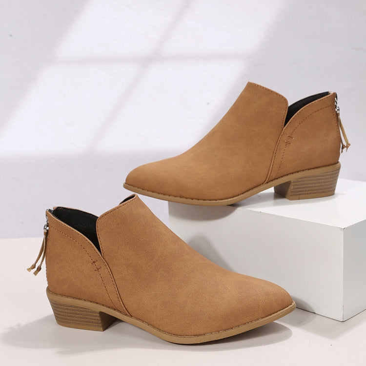 Autumn And Winter Pointed Low-Heeled Boots Women Low Tube Boots, Shoe Size:41
