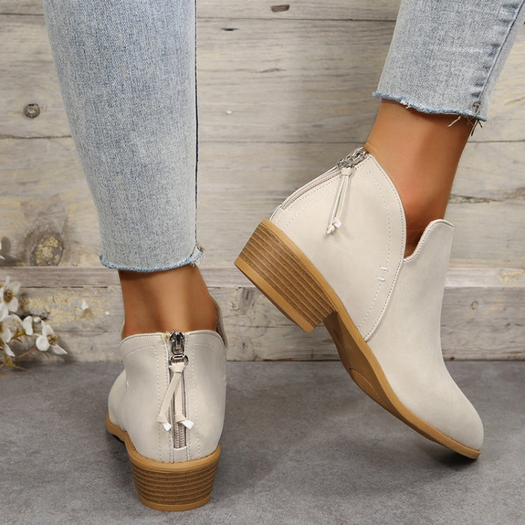 Autumn And Winter Pointed Low-Heeled Boots Women Low Tube Boots, Shoe Size:41