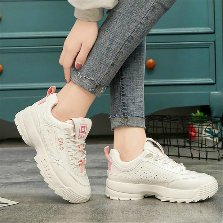Women Old Shoes Thick Bottom Increased Wild Sports White Shoes, Shoe Size:35