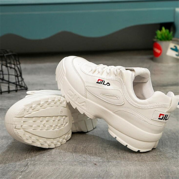 Women Old Shoes Thick Bottom Increased Wild Sports White Shoes, Shoe Size:35