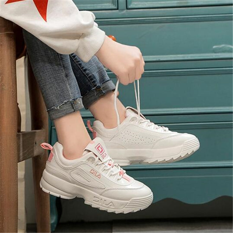 Women Old Shoes Thick Bottom Increased Wild Sports White Shoes, Shoe Size:35