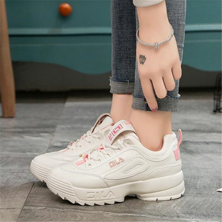Women Old Shoes Thick Bottom Increased Wild Sports White Shoes, Shoe Size:37