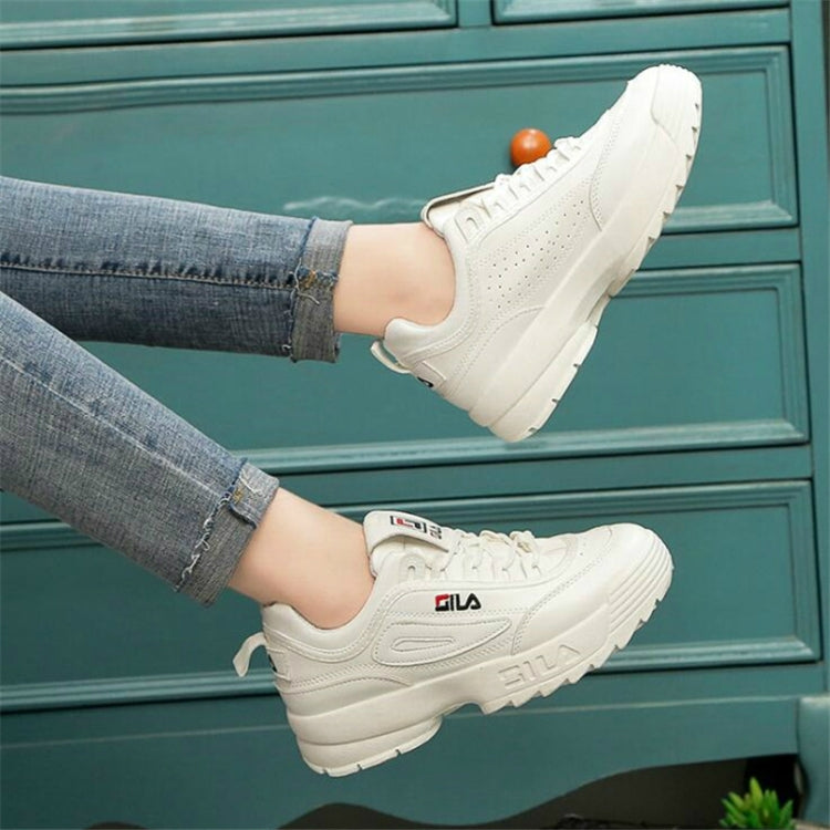 Women Old Shoes Thick Bottom Increased Wild Sports White Shoes, Shoe Size:37