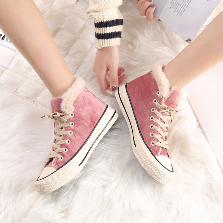 Solid Color Plus Velvet High-Top Canvas Cotton Shoes, Shoe Size:37