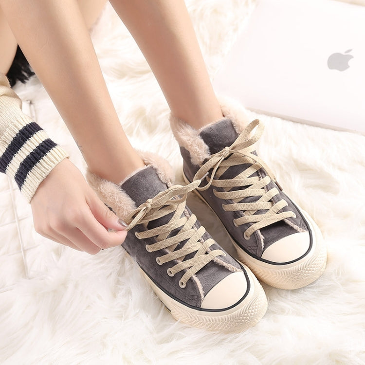 Solid Color Plus Velvet High-Top Canvas Cotton Shoes, Shoe Size:40