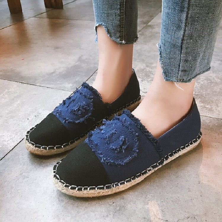 Flat Bottom Edging Straw Fisherman Shoes Lazy Shoes, Size:36