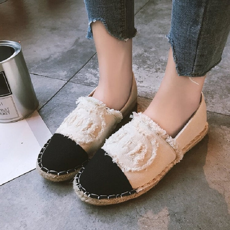Flat Bottom Edging Straw Fisherman Shoes Lazy Shoes, Size:36