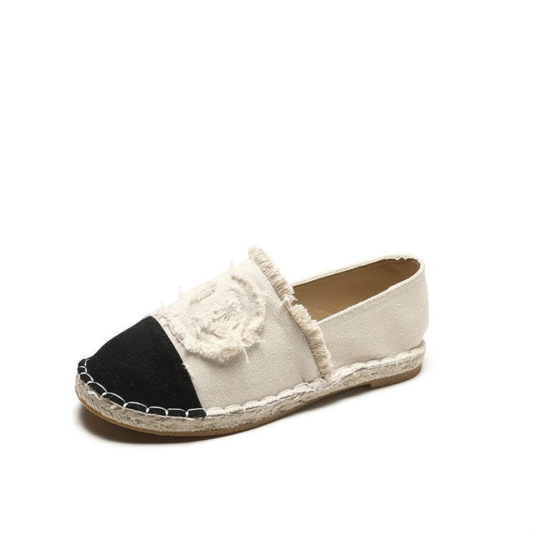 Flat Bottom Edging Straw Fisherman Shoes Lazy Shoes, Size:36