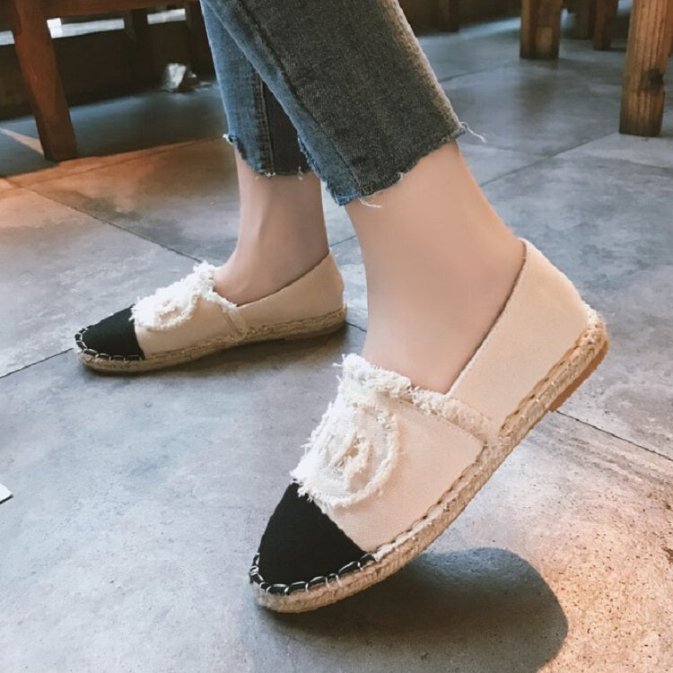 Flat Bottom Edging Straw Fisherman Shoes Lazy Shoes, Size:36
