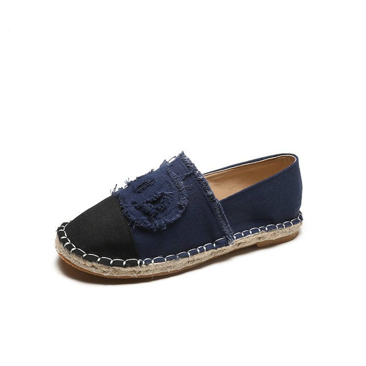 Flat Bottom Edging Straw Fisherman Shoes Lazy Shoes, Size:37