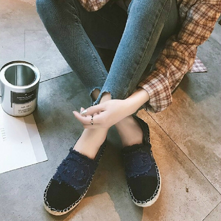 Flat Bottom Edging Straw Fisherman Shoes Lazy Shoes, Size:37