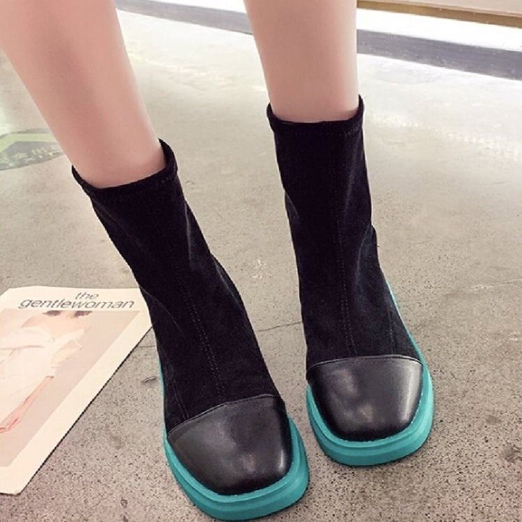 Suede Boots Middle Tube Zipper Candy Martin Boots, Size:36