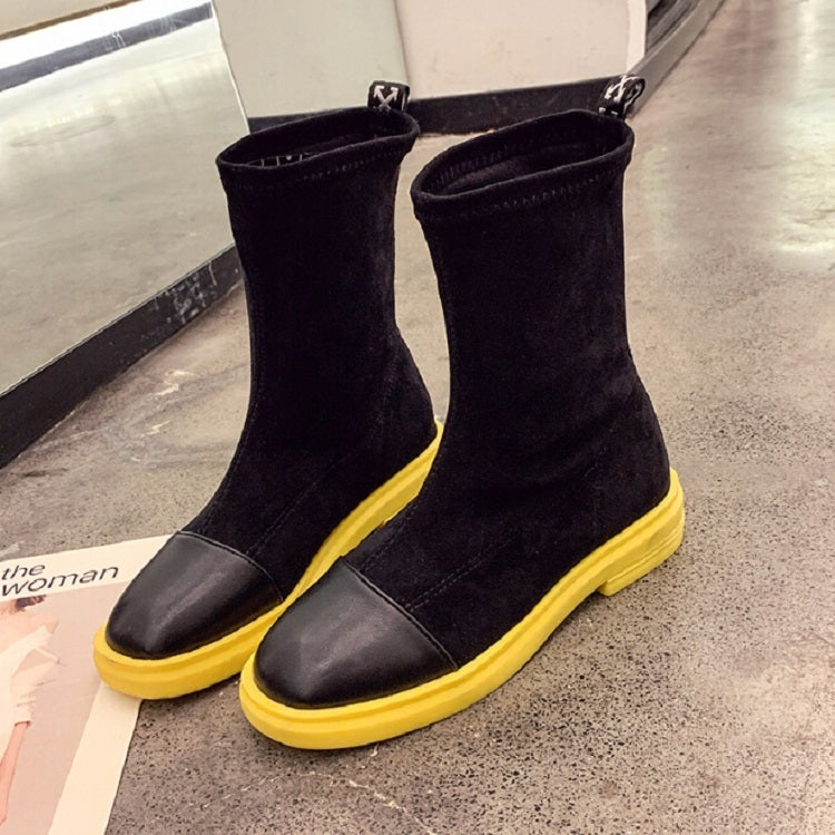 Suede Boots Middle Tube Zipper Candy Martin Boots, Size:36