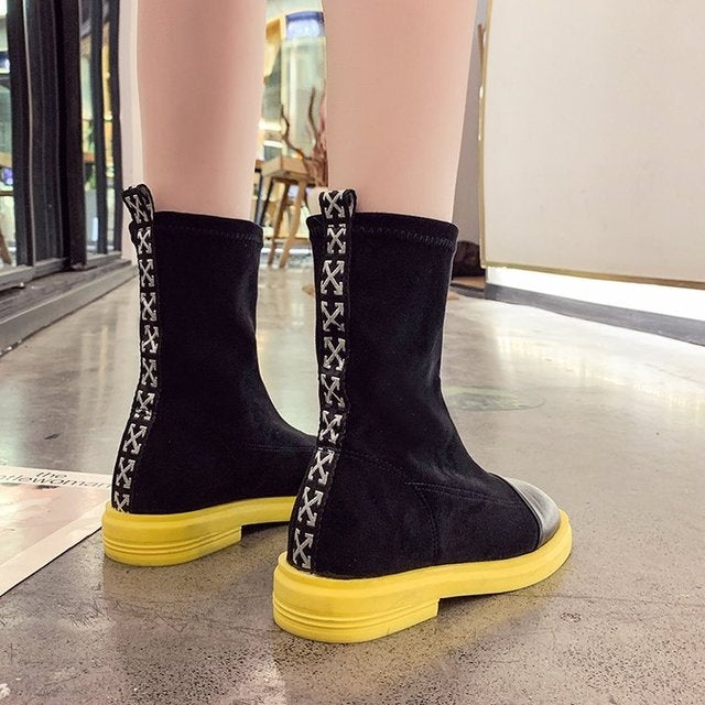 Suede Boots Middle Tube Zipper Candy Martin Boots, Size:37