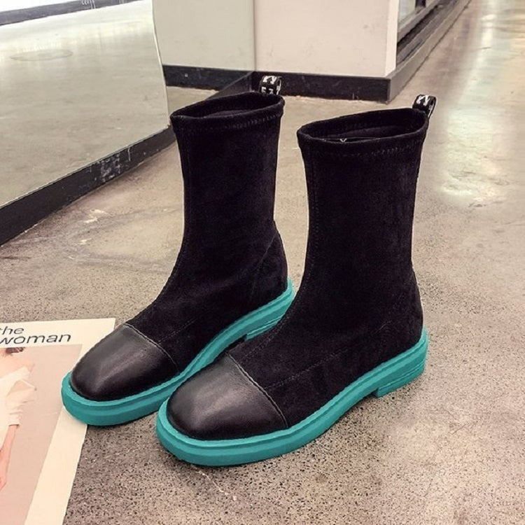 Suede Boots Middle Tube Zipper Candy Martin Boots, Size:37