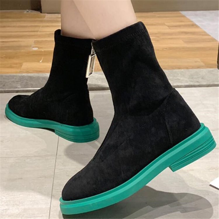Suede Boots Middle Tube Zipper Candy Martin Boots, Size:37