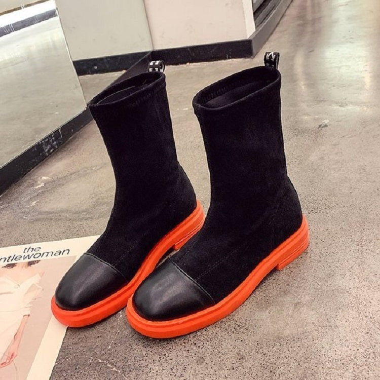 Suede Boots Middle Tube Zipper Candy Martin Boots, Size:37
