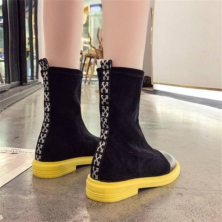 Suede Boots Middle Tube Zipper Candy Martin Boots, Size:38